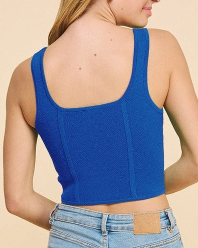 Knit Corset Top in Royal Blue