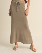 Knit Maxi Skirt- Green/Grey