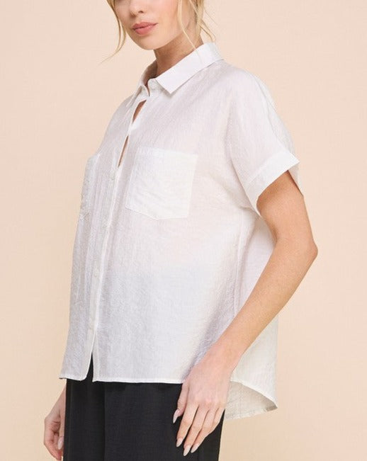 Easy Breezy Button Up-Ivory