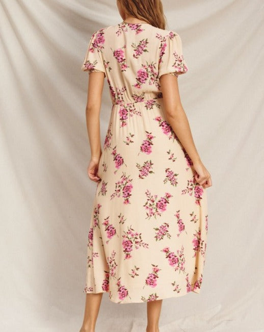 Vanilla Rose Floral Midi Dress