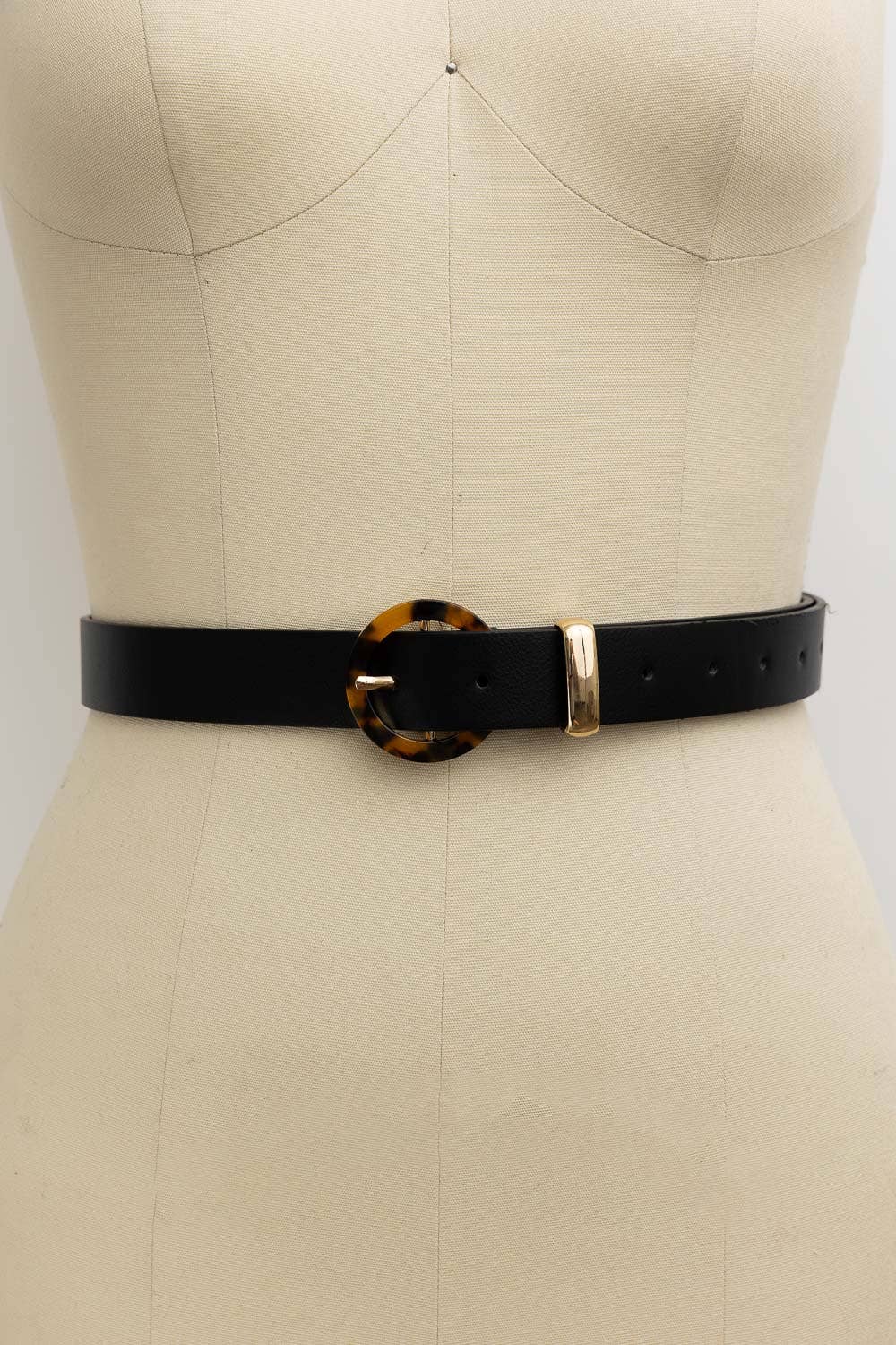 New Directions Reversible Skinny Belt Medium Tortoise Shell Black Gold Buckle Patent Leather Tortoise Belt | Talbots main image 4