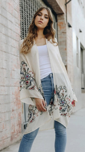 Spring Floral Cardigan (Cream)