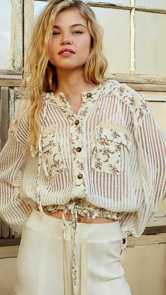 Floral Patch Jacket White
