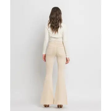 High Rise Raw Hem Super Flare