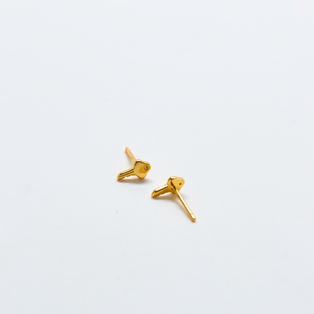 Gold Vermeil Pavé Key Stud Earrings