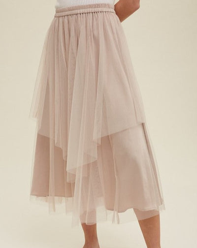 Whimsy Tulle Midi Skirt CHAMP