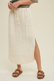 Linen Midi Skirt in Natural