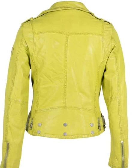 Wild Genuine Leather Jacket in Lime