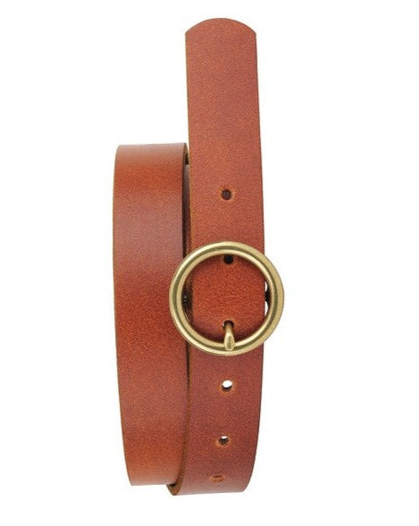 TAN-Copper Toned Circle Buck Belt