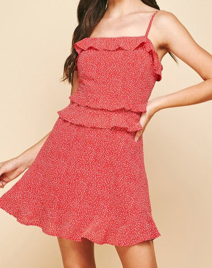 Floral Ruffle Mini in Red