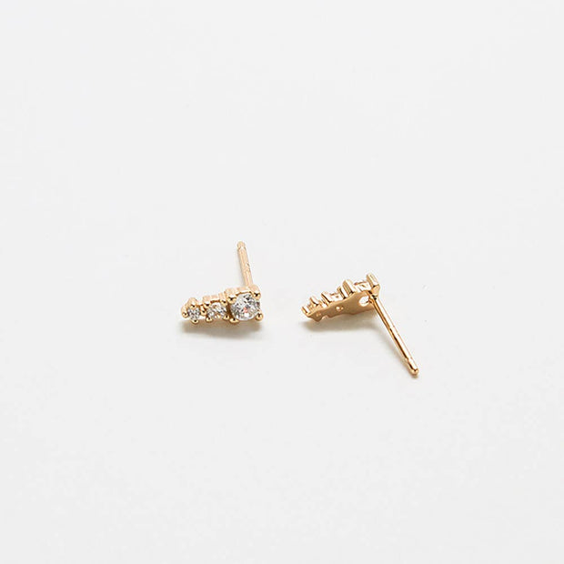 Tiny CZ Drop Bar Stud Earrings