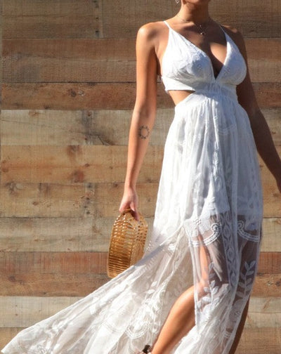 Lace Maxi Gown in Off White
