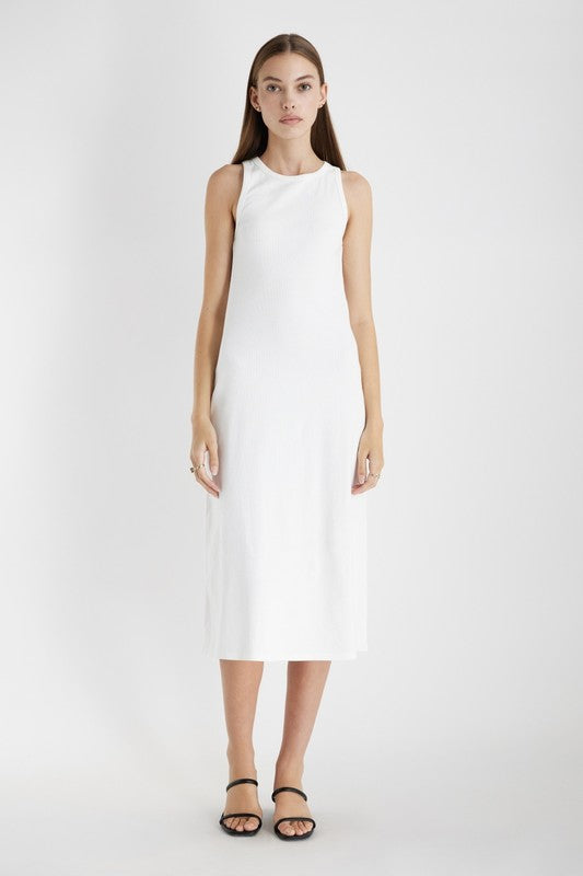 Ivette Ribbed Dress in WHITE