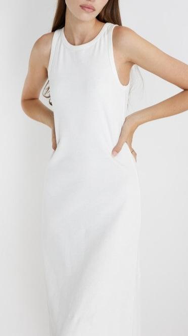 Ivette Ribbed Dress in WHITE