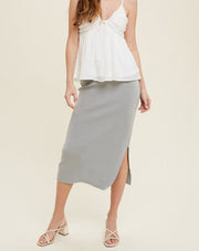 Knit Midi Slit Skirt Mint