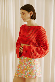 Crochet Knit Layer Top RUST