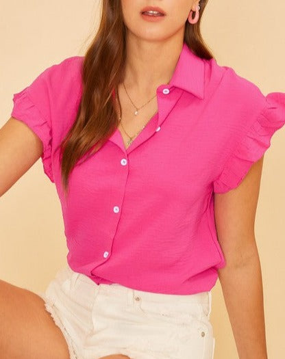 Relaxed Fit Ruffle Blouse PINK