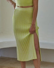 One+Only Rib Skirt LIME