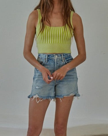 One+Only Rib Crop LIME