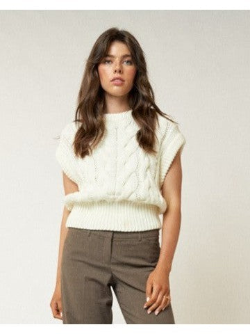 トップス Andmary Kitty cable knit tops ivory ANDMARY】kitty knit tops