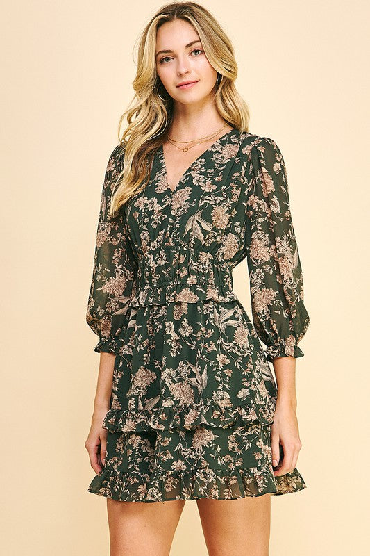 Fall Floral Dress OLIVE