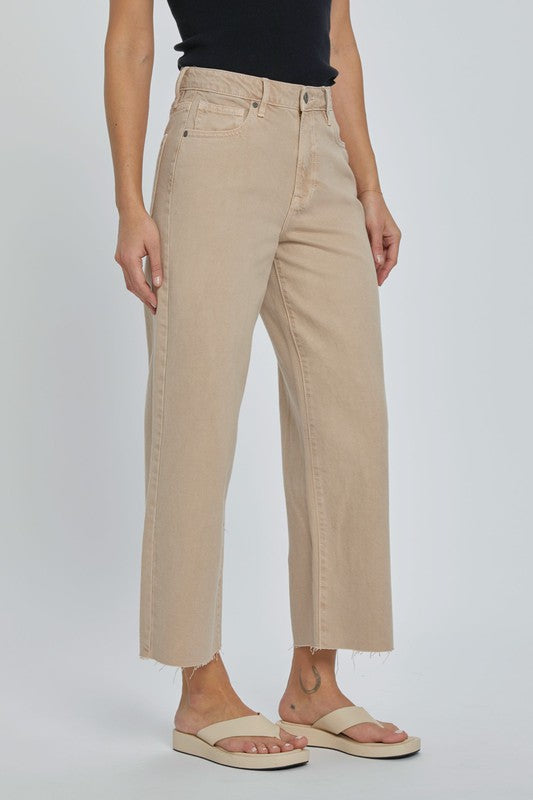 Nori High Waist Crop Jean Khaki