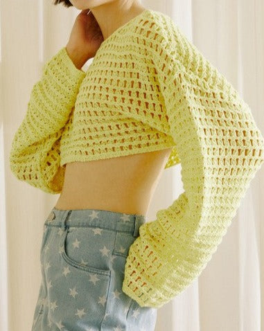 Crochet Knit Layer Top YELLOW