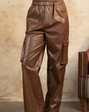 Vegan Leather Cargo Trouser BRW