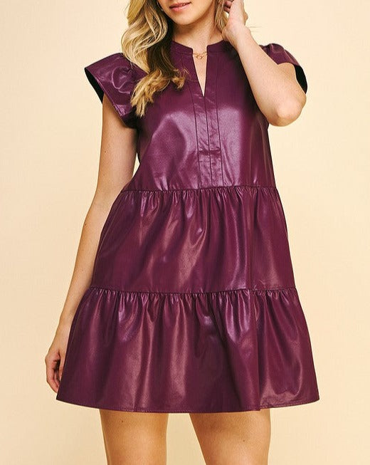 Flirty Pretty Thing Burgundy Vegan Leather Bodycon Mini Dress