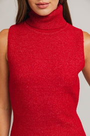 Recycle-Yarn Knit Dress RED