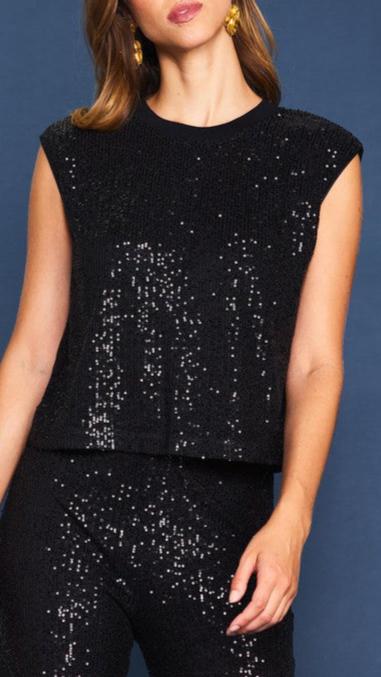 Sequin Muscle Tank Black