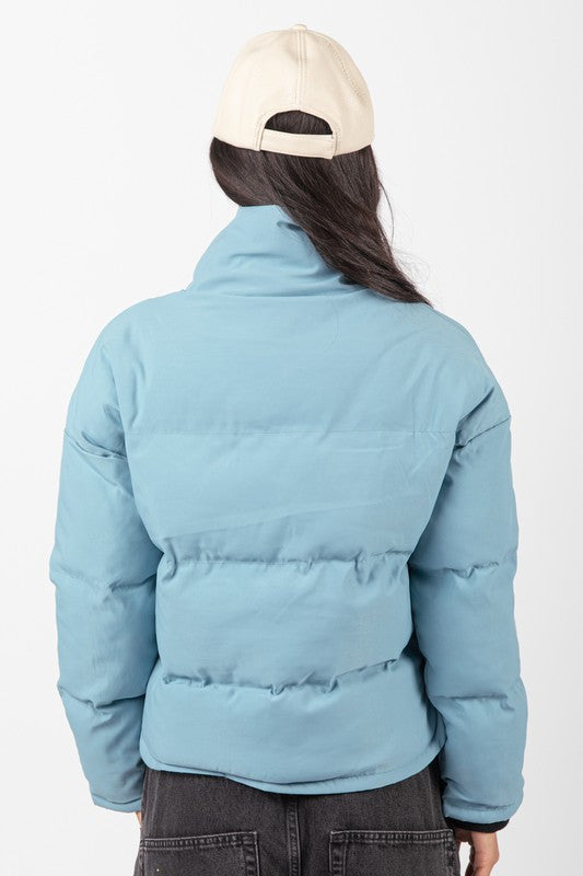 Casual solid puffer BLUE