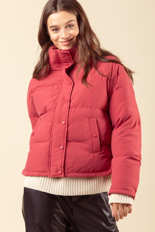 Casual solid puffer MAGENTA