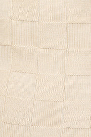 Cream Checker Texture Knit Maxi
