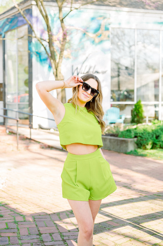 Becca Trouser Shorts- Lime