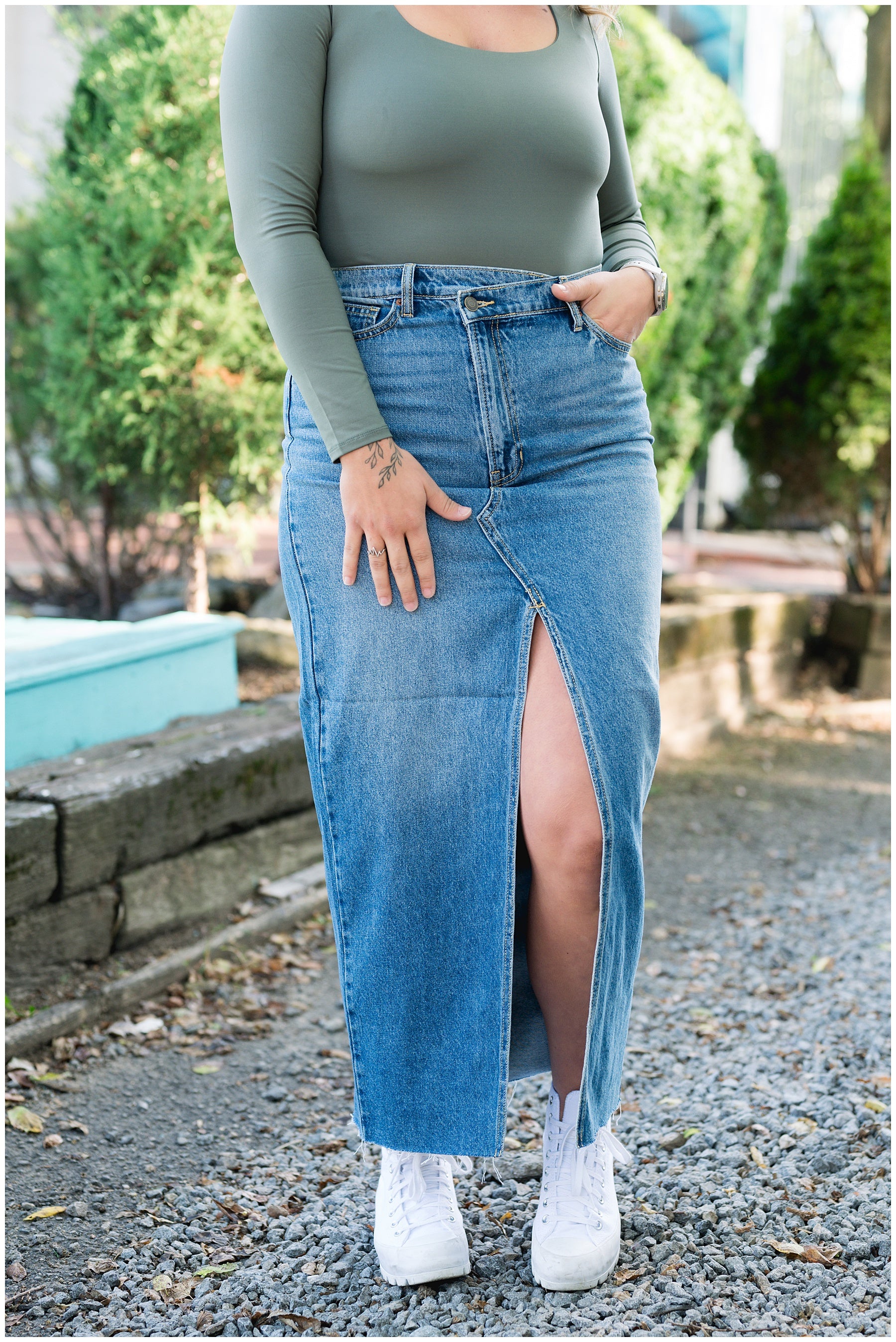 CrossEdge Denim Skirt – Wildflower Boutique Yellow Springs