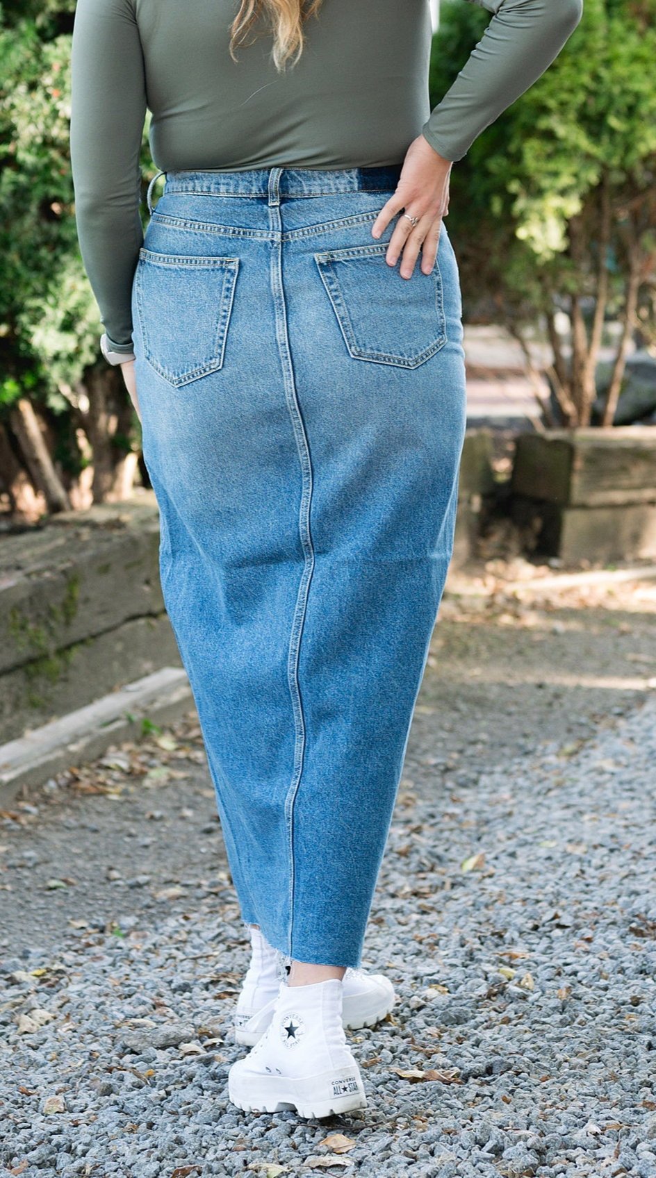 CrossEdge Denim Skirt – Wildflower Boutique Yellow Springs