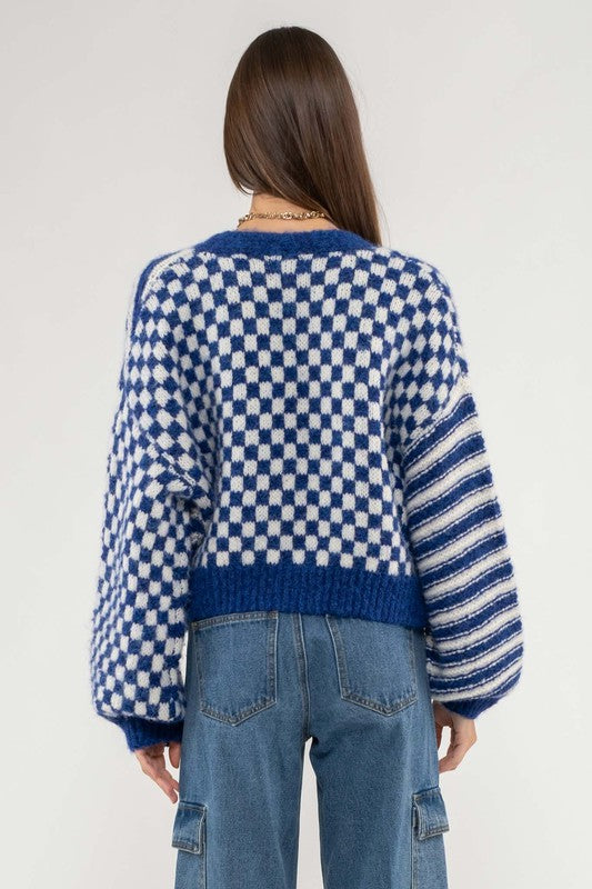 Pattern Play Cardigan- Blue