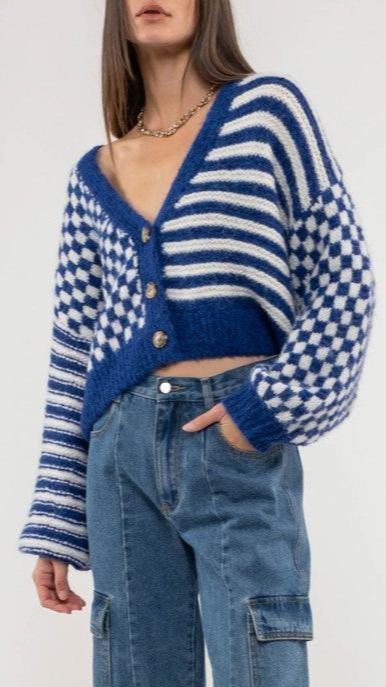 Pattern Play Cardigan- Blue