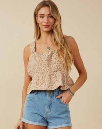 Floral Babydoll Top TAUPE