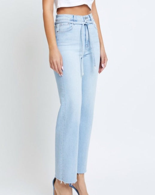 HIDDEN Cropped Light Wash Wide Leg Jeans