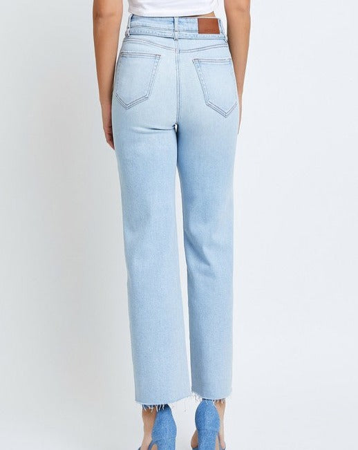 HIDDEN Cropped Light Wash Wide Leg Jeans