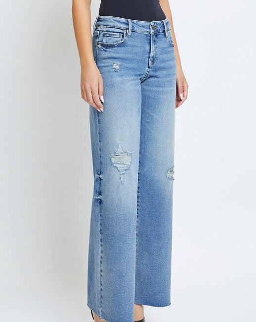 Vintage Wash Mid-Rise Wide Leg