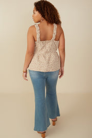 PLUS Floral Babydoll Top TAUPE