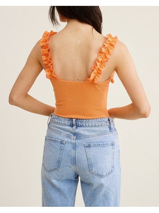 Ruffle Detail Bodysuit in Creamsicle