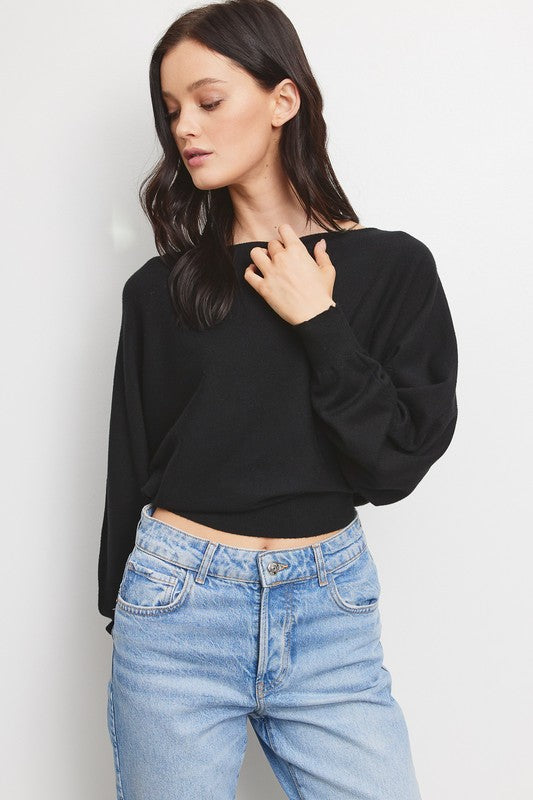 Velvet Coast Dolman Top- Black