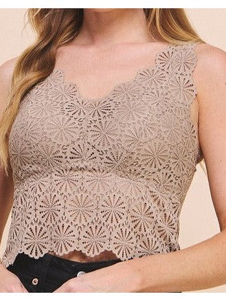 Scallop Lace Brami Top in Mocha