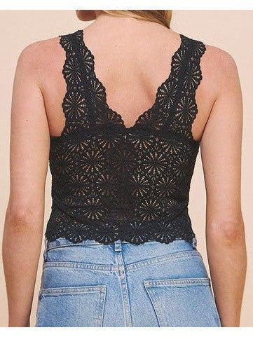 Scallop Lace Brami Top in Black