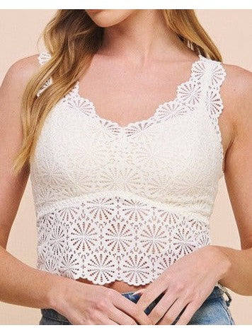 Scallop Lace Brami Top in Off White