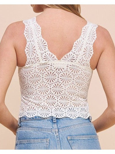 Scallop Lace Brami Top in Off White